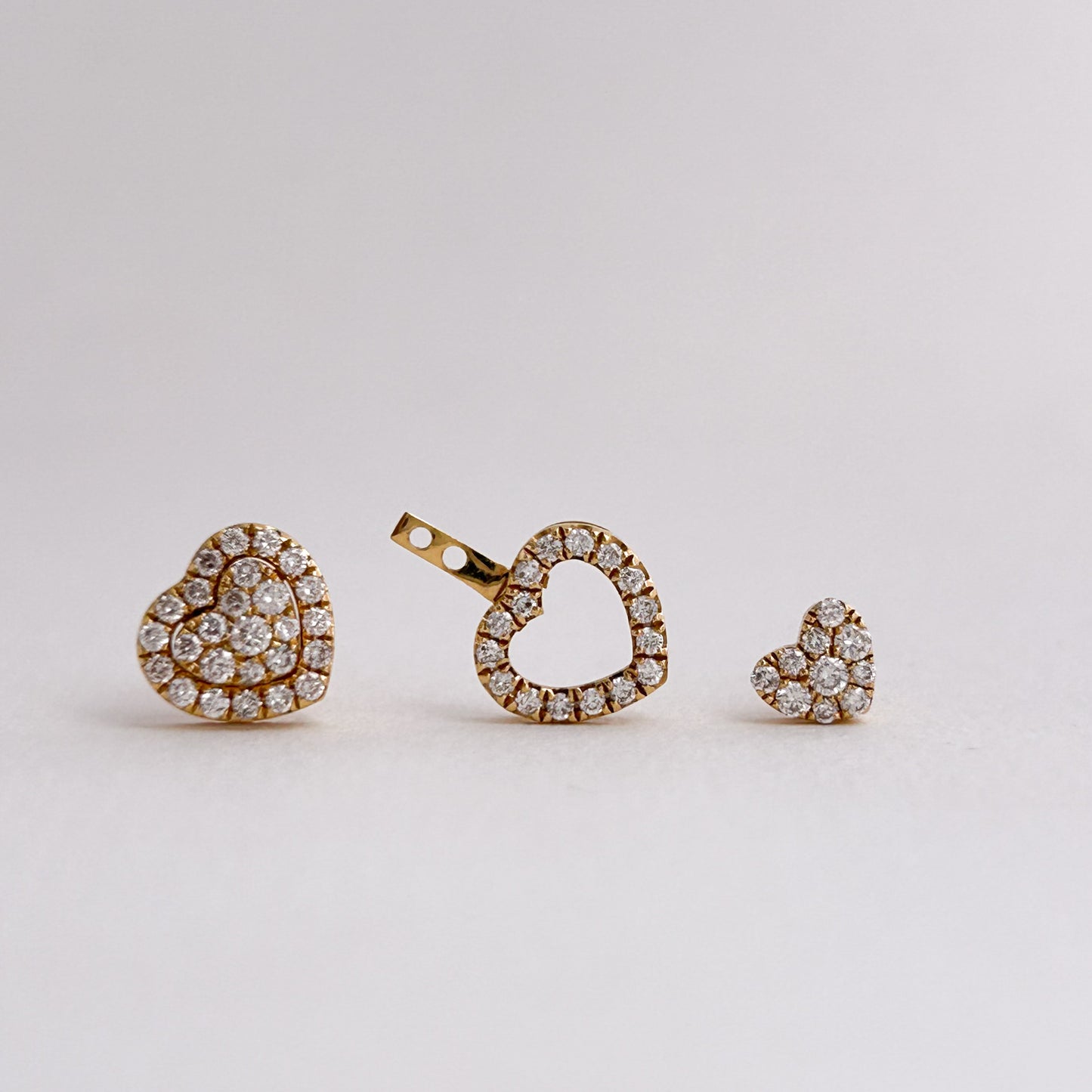 Aretes TriGlam con diamantes en Oro18k