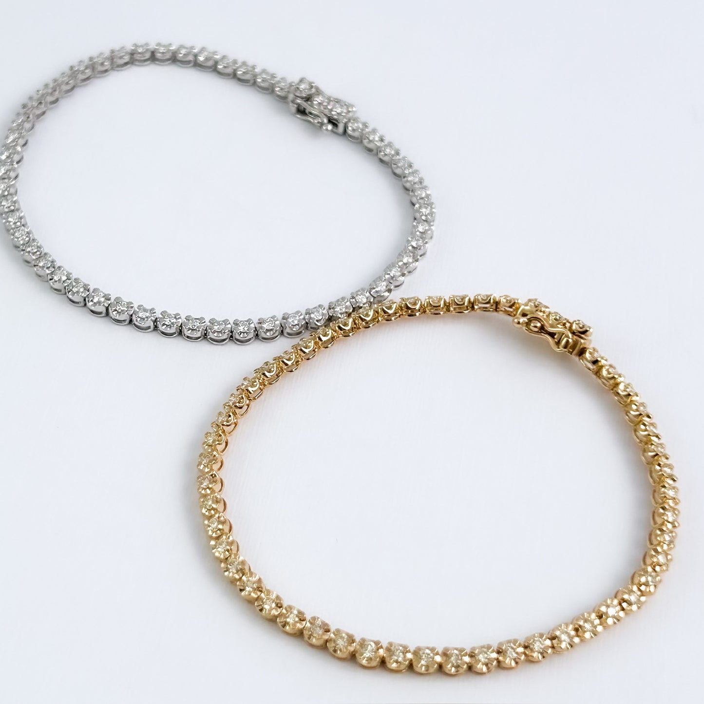 Tenis star setting engaste redondo con diamantes 1 ct oro 18k