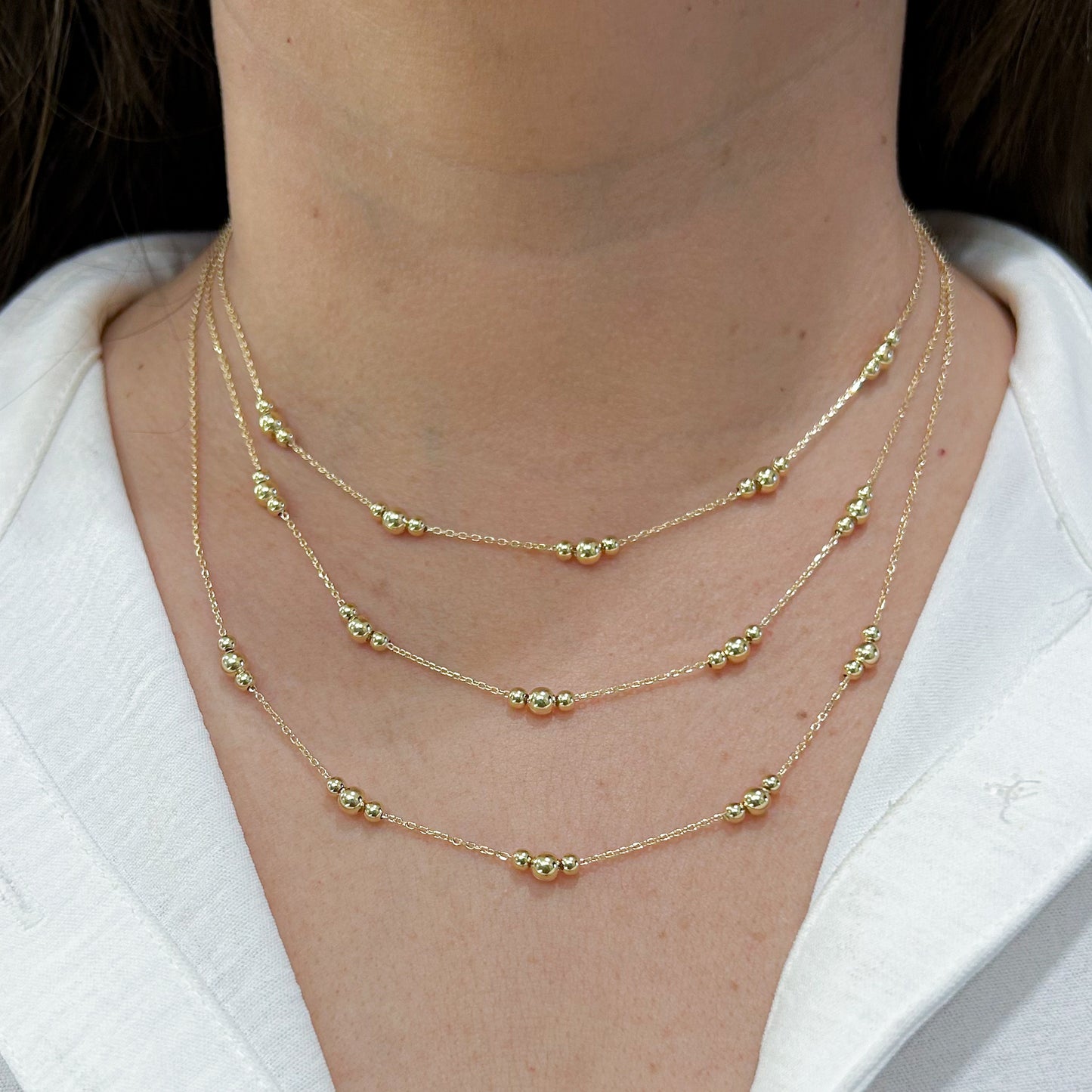 Gargantilla 3 bolitas Oro18k