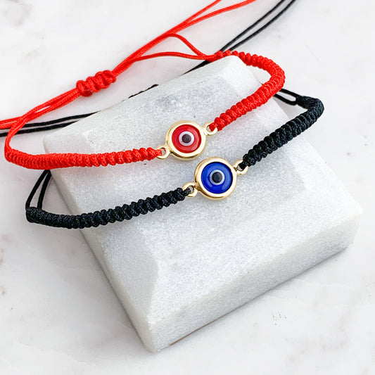 Pulsera tejida Ojo Turco Bicelado en Oro18k