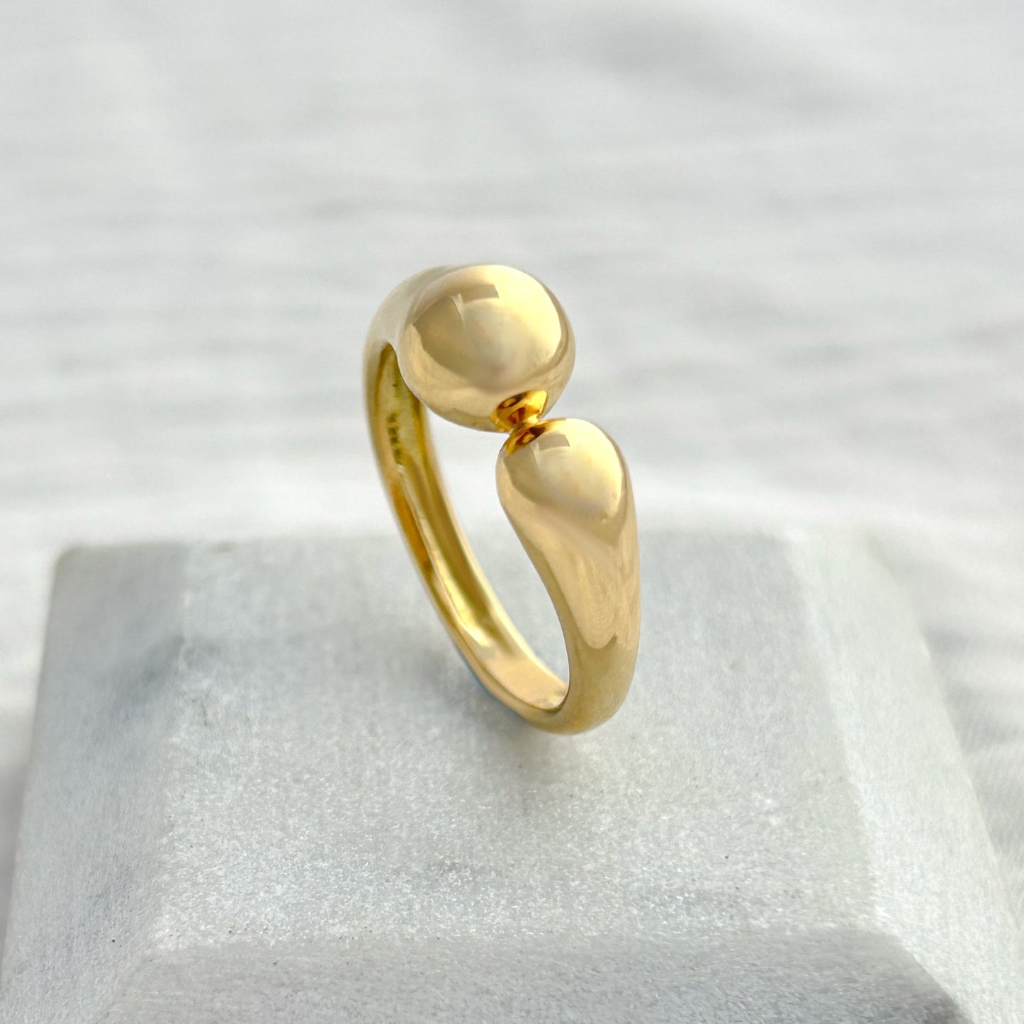 Anillo doble gota oro 18k
