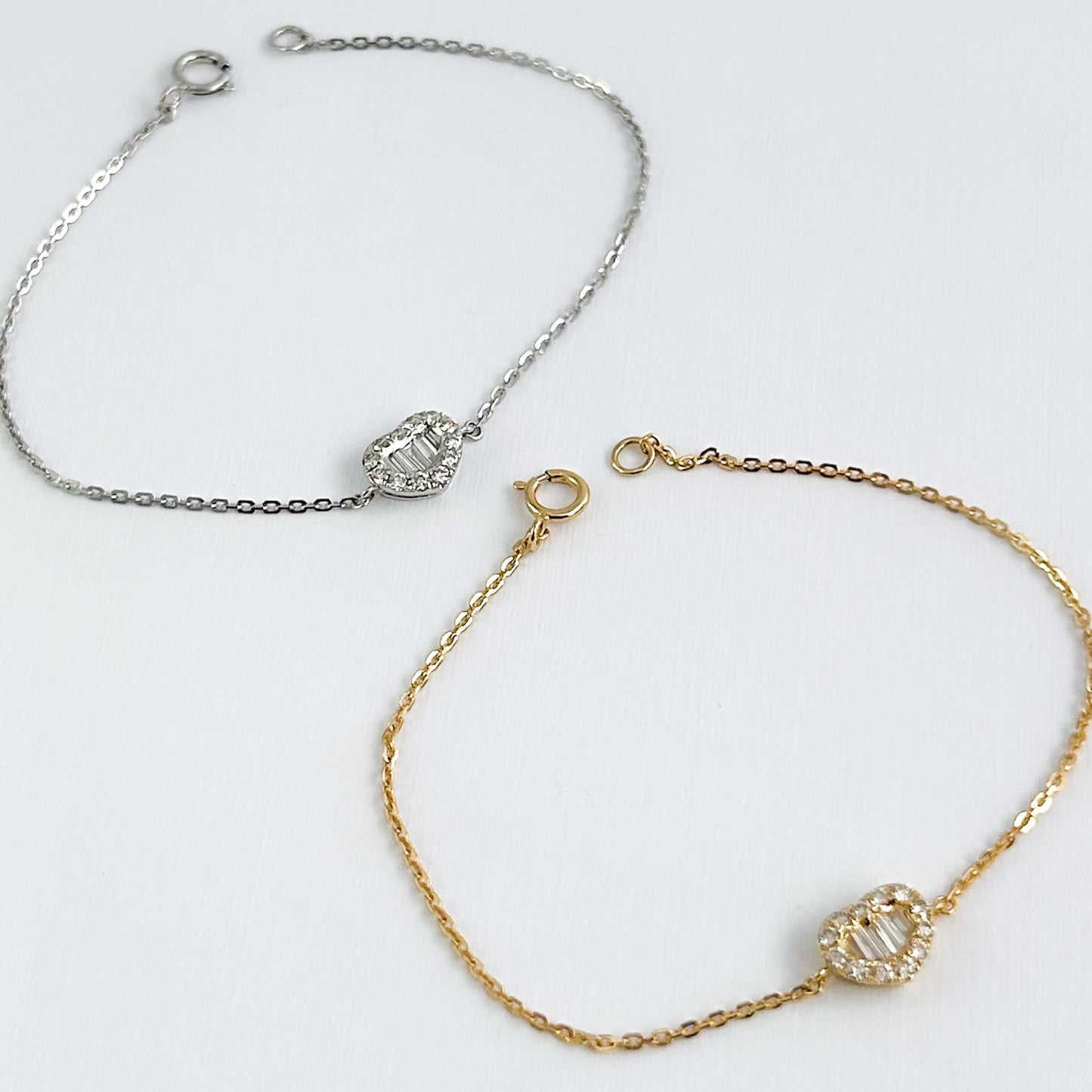 Pulsera corazón con diamantes oro 18k
