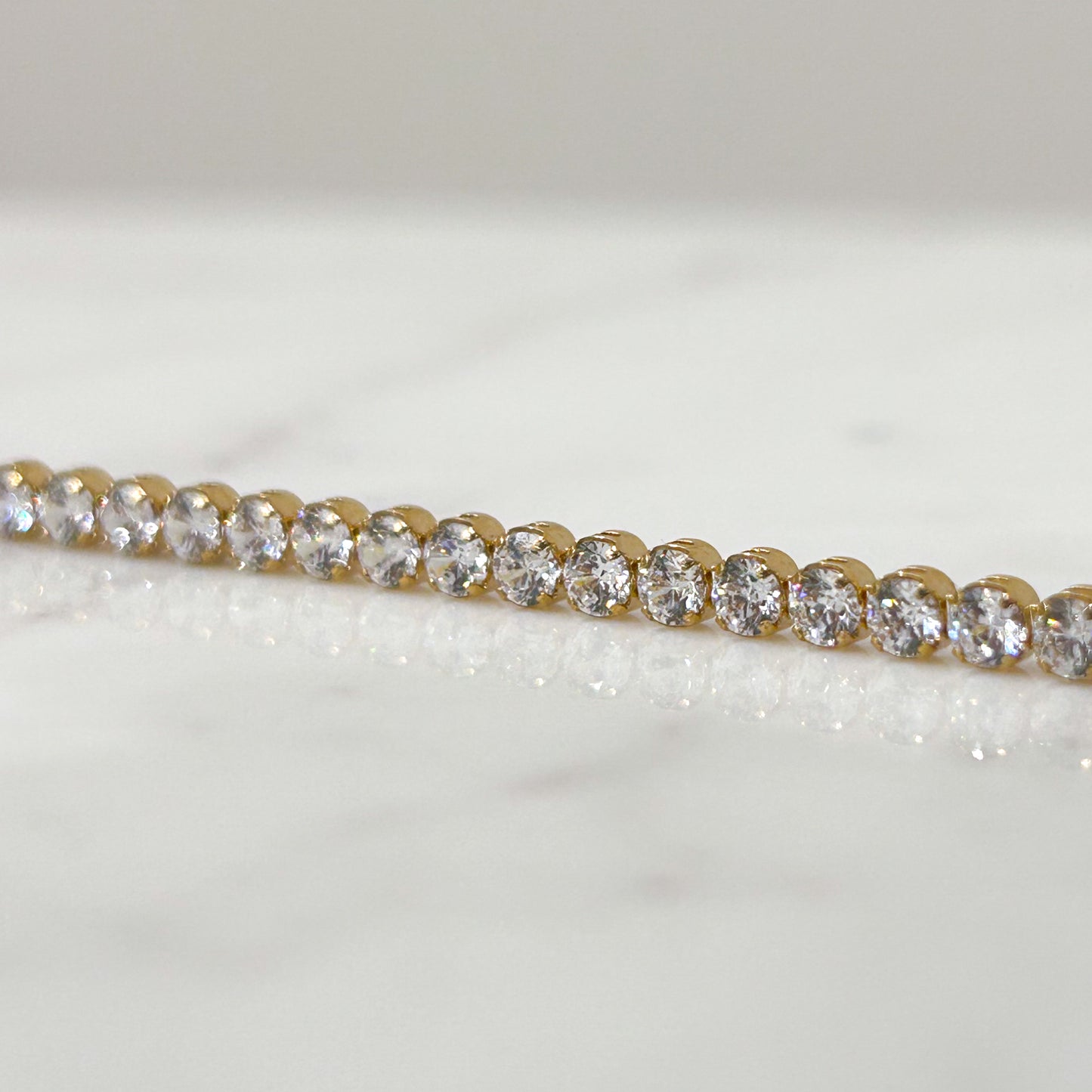 Pulsera tenis gruesa circones oro 18k