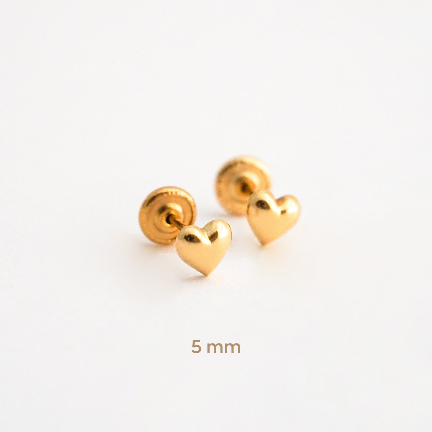 Aretes de Bebé de Corazón en Oro 18K