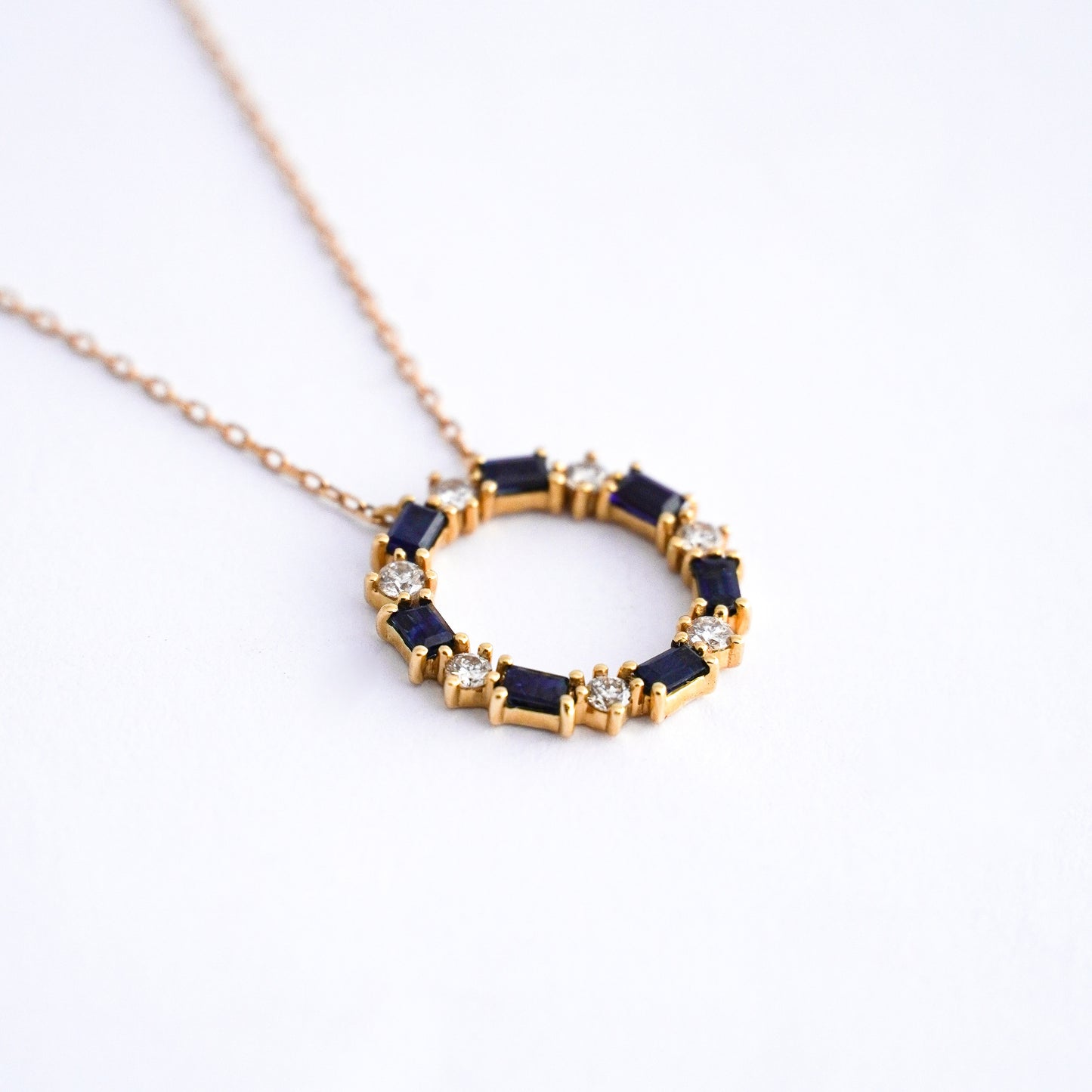 Collar Eternity zafiro con diamantes naturales Oro18k