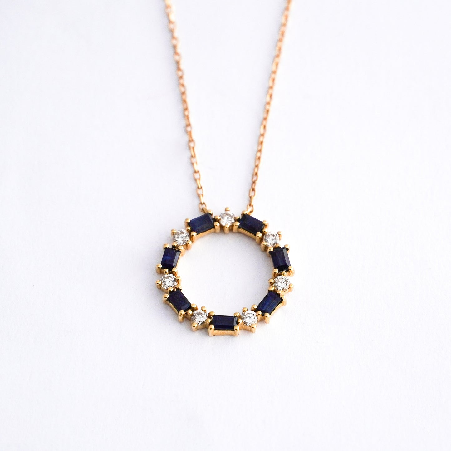 Collar Eternity zafiro con diamantes naturales Oro18k
