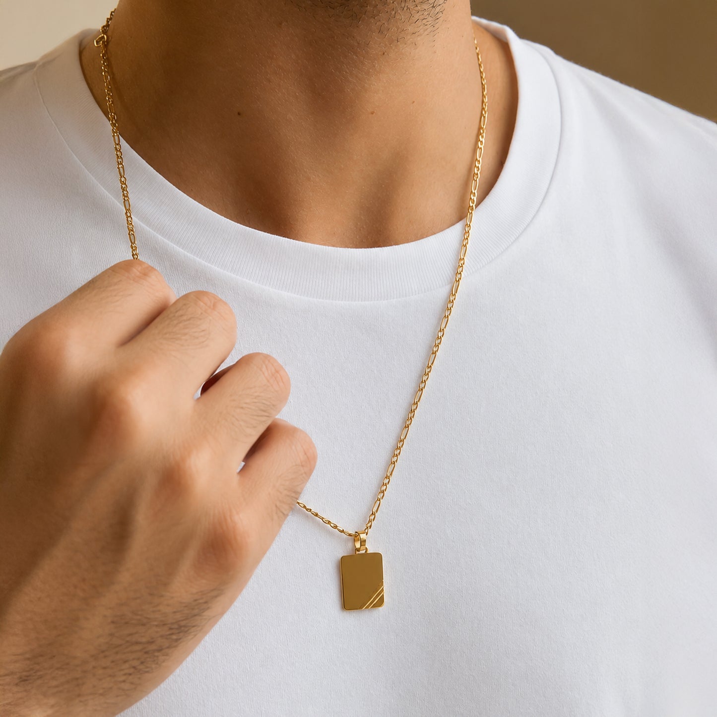 Dije Placa Rectangular Grabado Oro 18K
