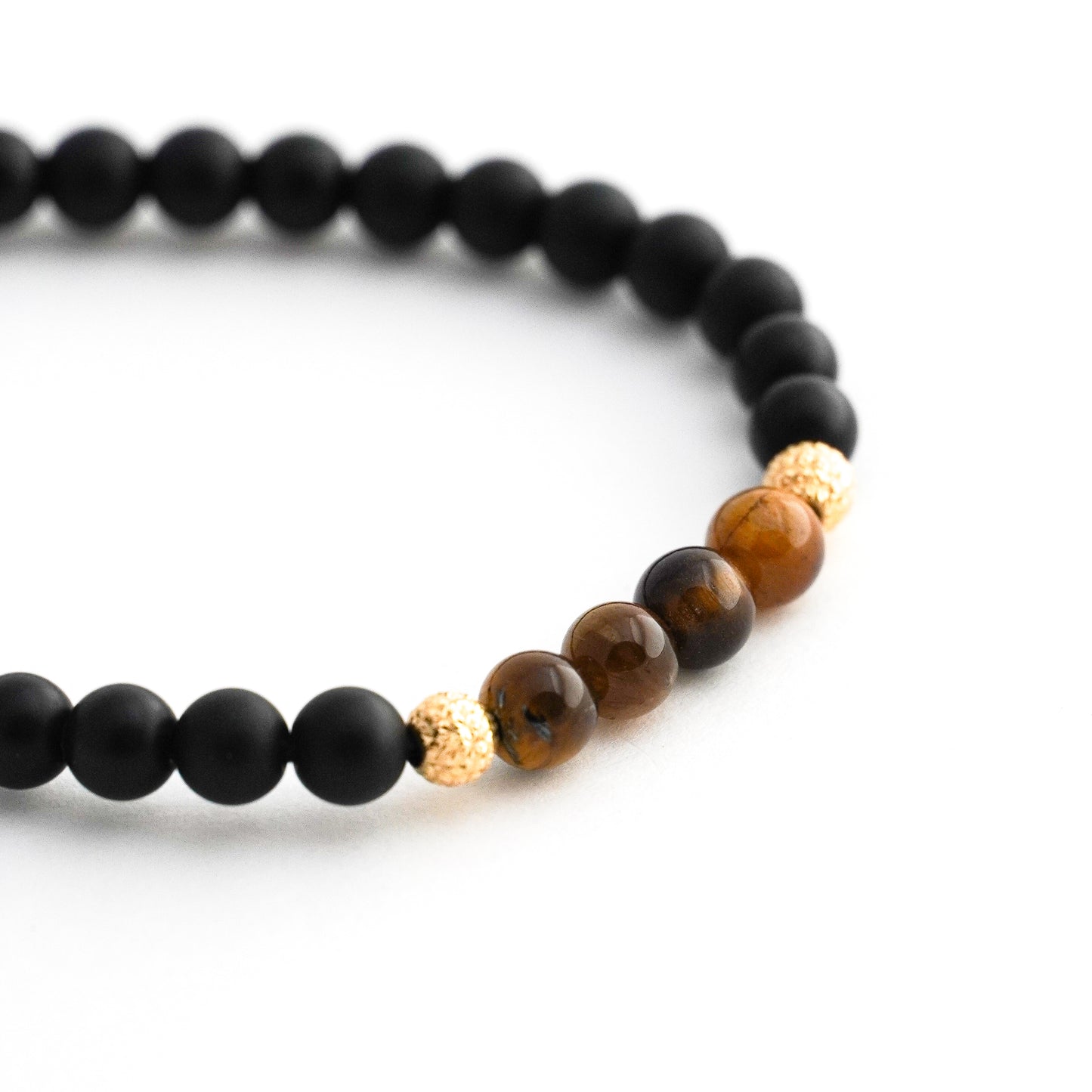 Pulsera Atlas de Ónix y Ojo de Tigre Natural en Oro 18K
