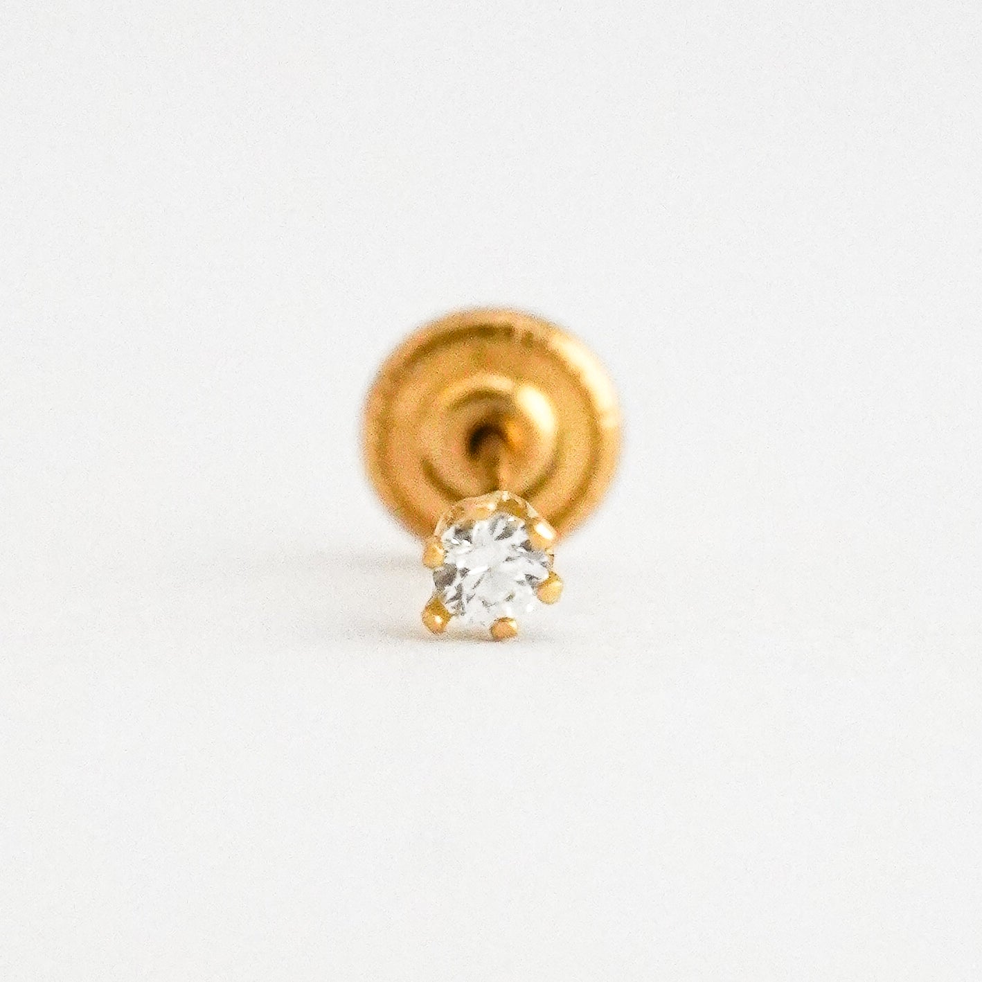 1/2 par arete bebé uñas 2.5 mm con circon Oro 18k