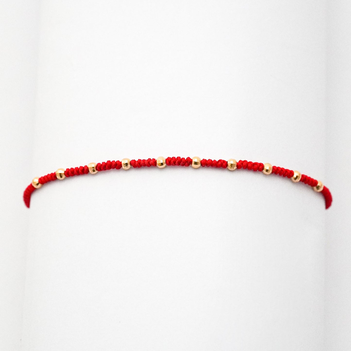Pulsera tejida red line con bolitas diamantadas 2.5 mm en Oro18k