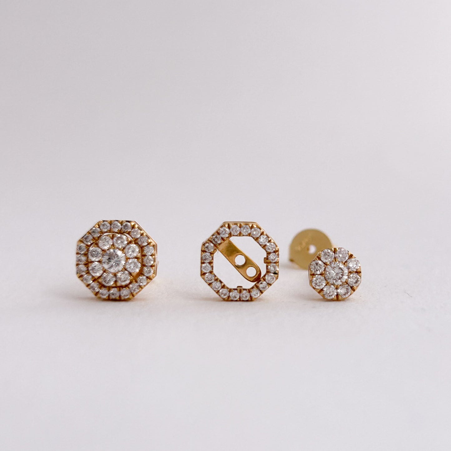 Aretes TriGlam con diamantes en Oro18k