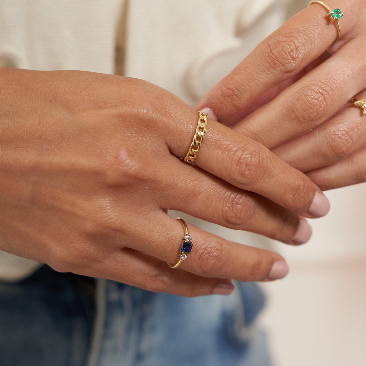 Anillo Tressa con Zafiro y diamantes Oro 18k