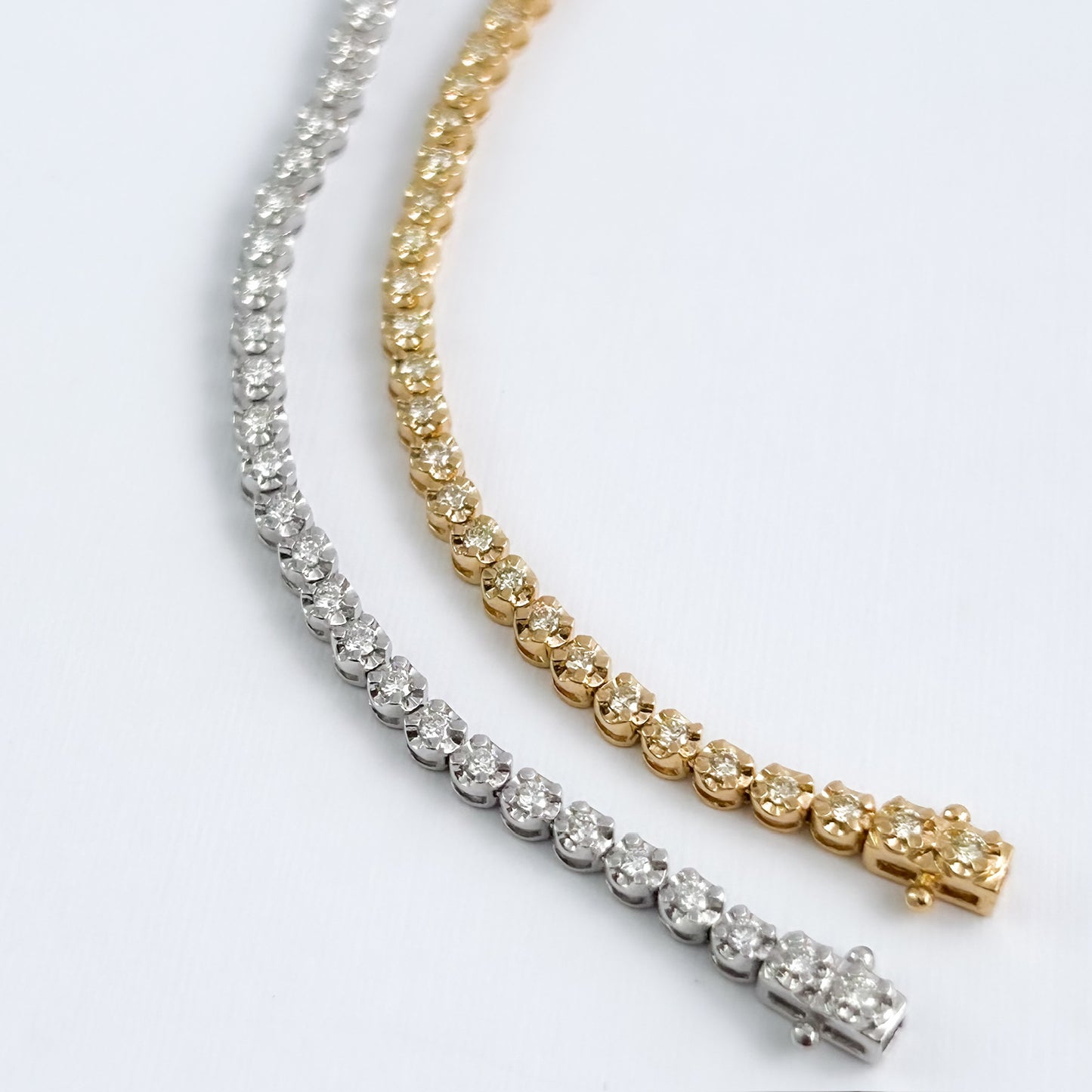 Tenis star setting engaste redondo con diamantes 1 ct oro 18k