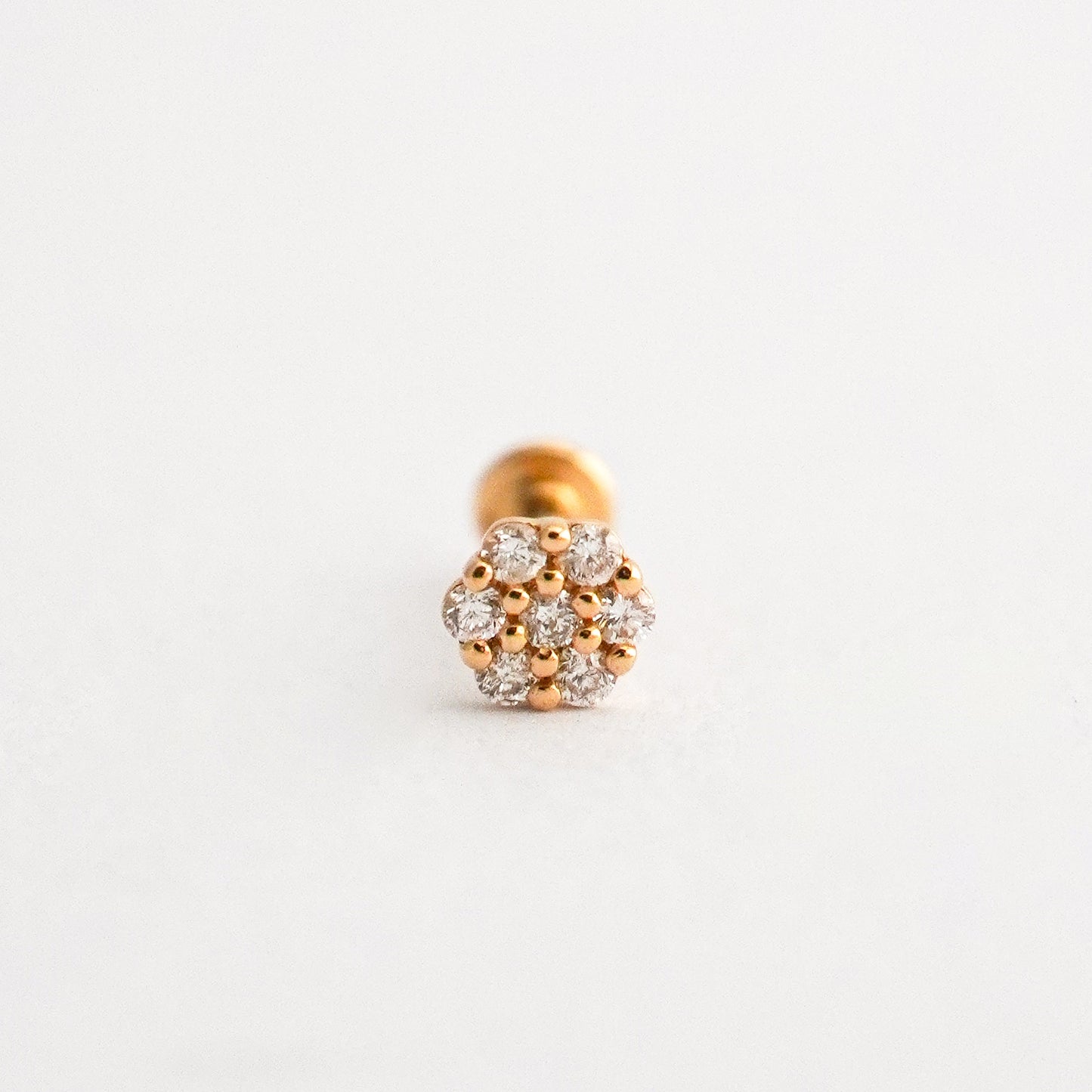 Piercing roseta redondo en Oro18k con diamantes naturales