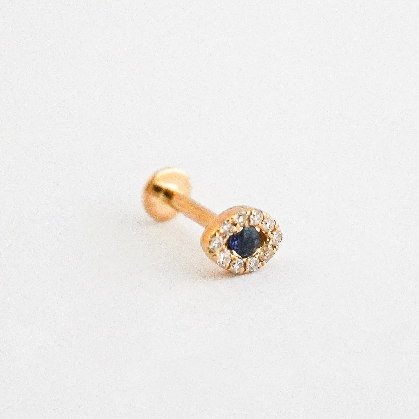 Piercing ojo turco en Oro18k con zafiro y diamantes naturales