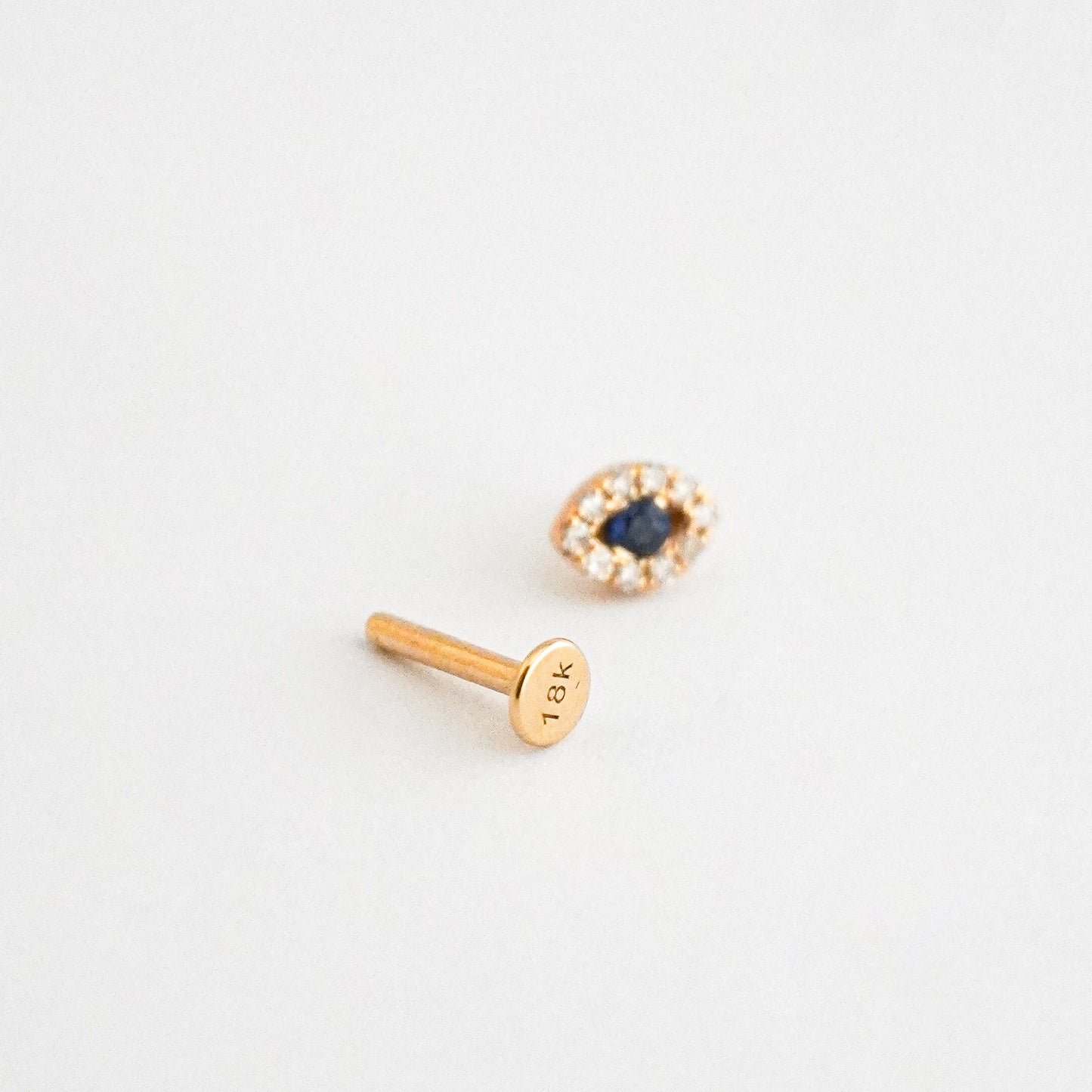 Piercing ojo turco en Oro18k con zafiro y diamantes naturales