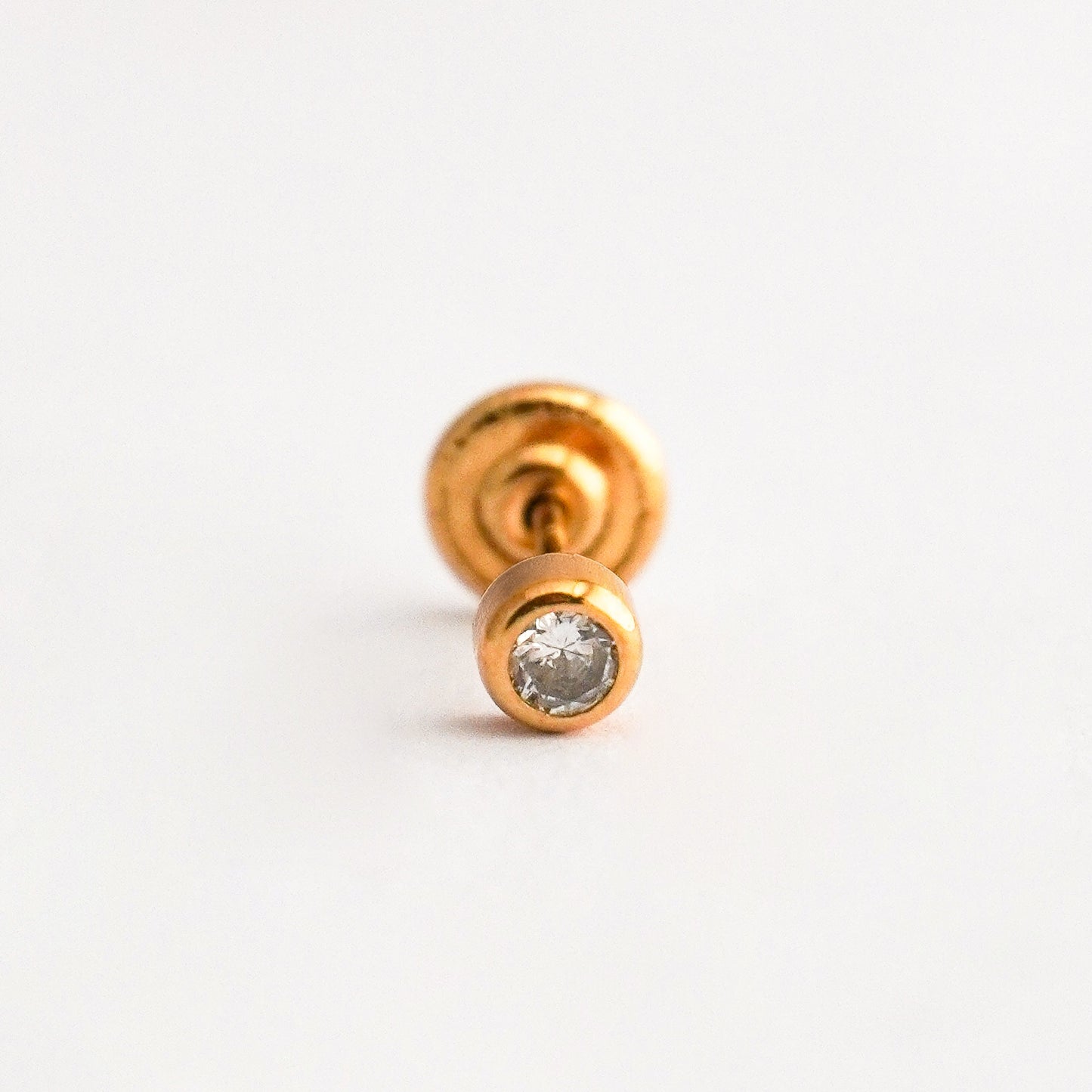 1/2 par arete de bebé Circón Brillante bicelado 3.5 mm Oro 18k