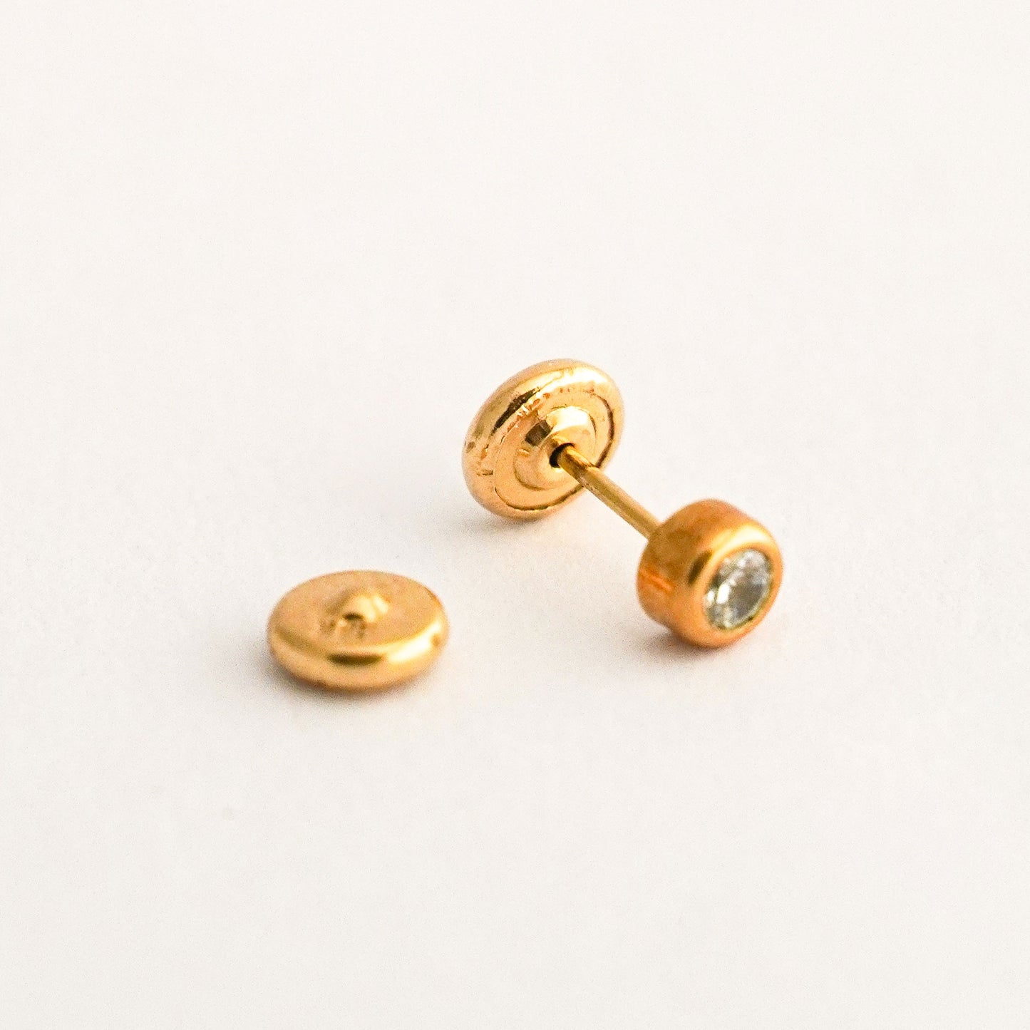 Seguro tambor para arete bebé en Oro18k