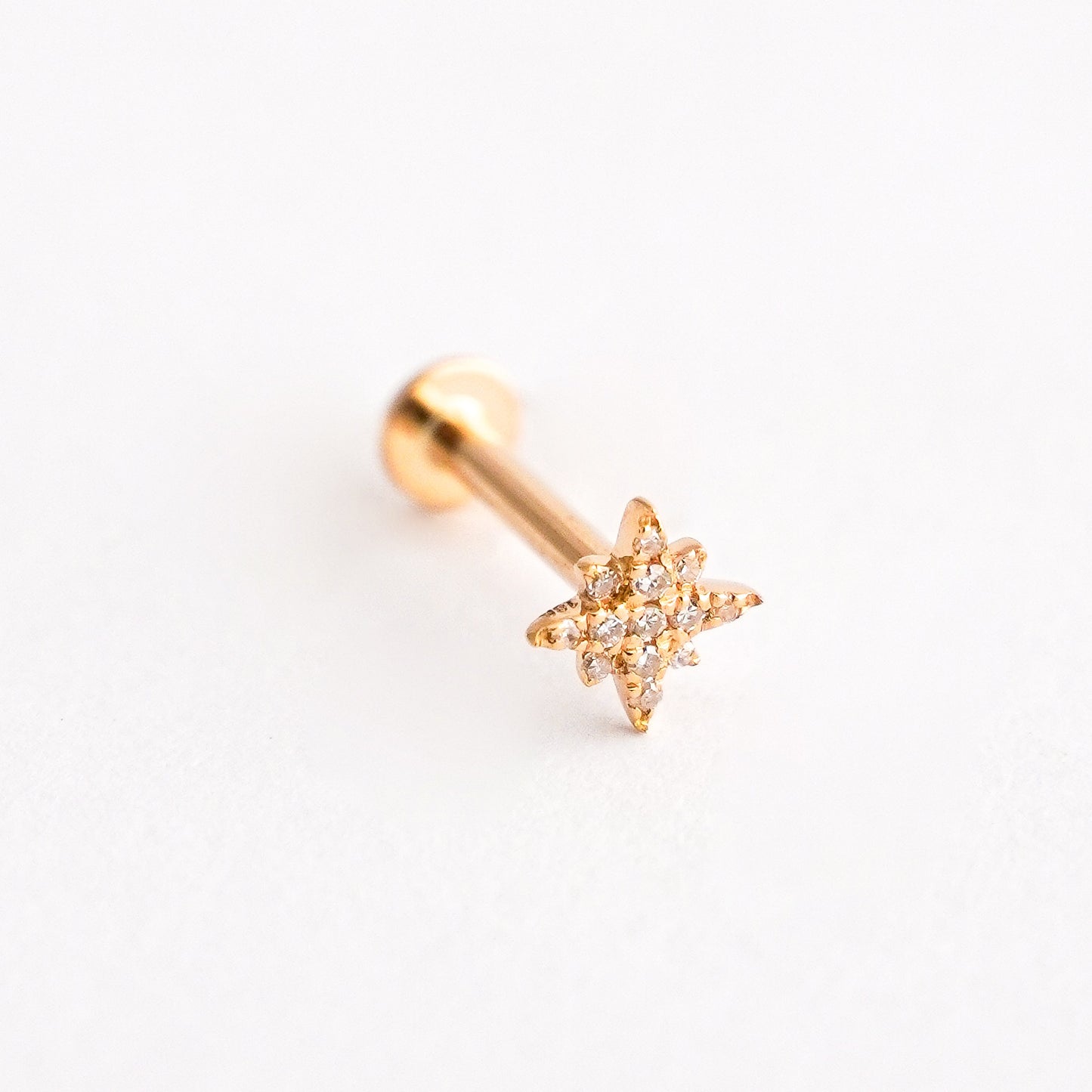 Piercing Estrella del norte en Oro18k con diamantes naturales
