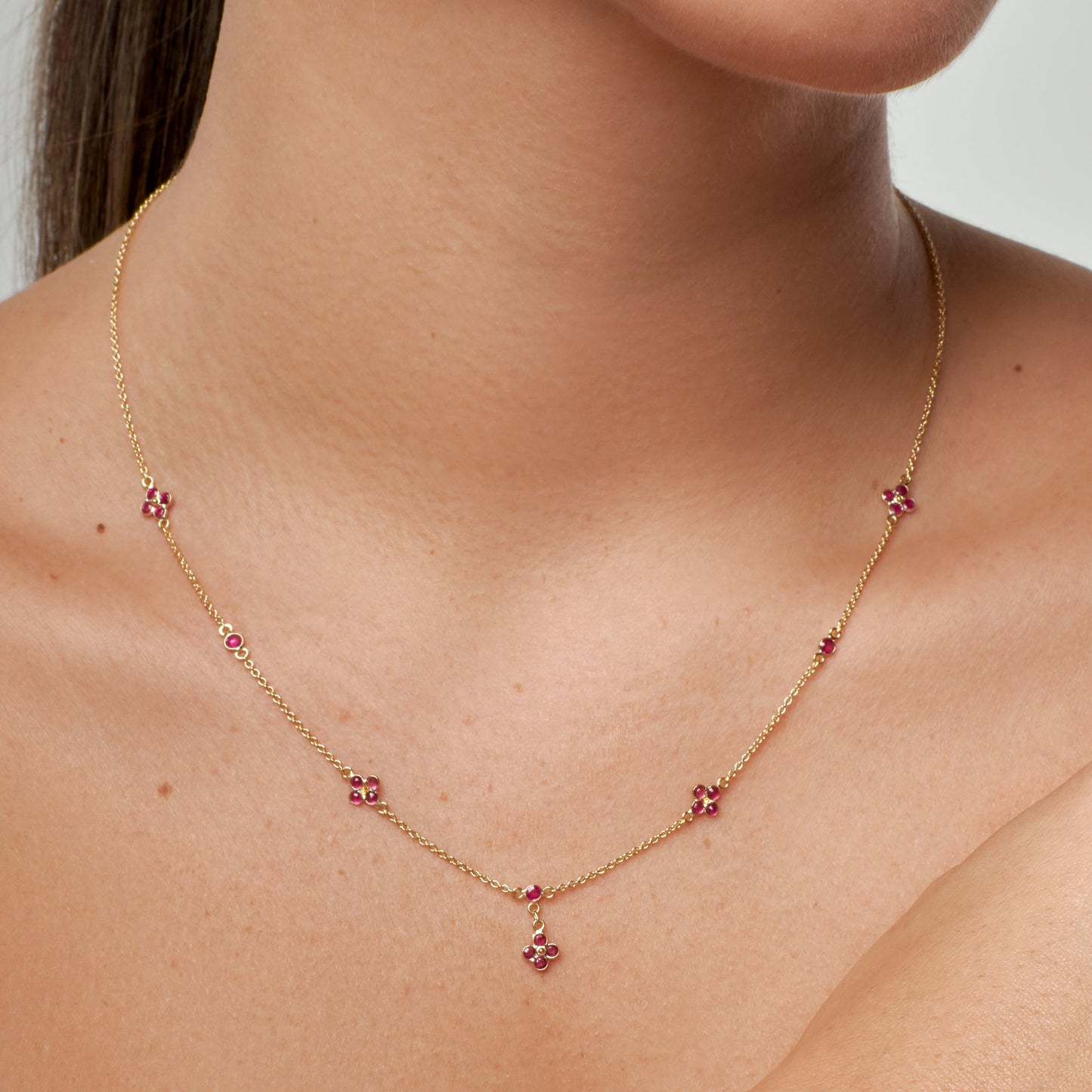 Collar Floreal rubi en Oro 18K Amarillo