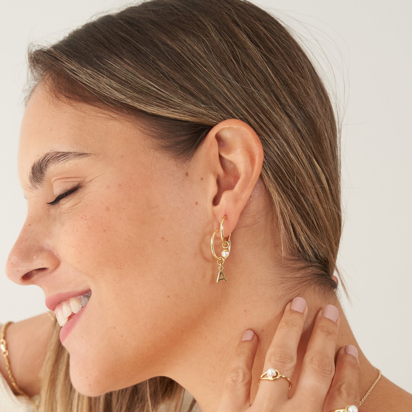 Charm de perla para argolla en Oro 18k