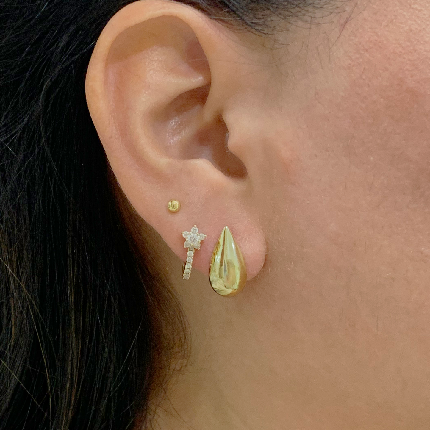 Aretes Gota oro 18k