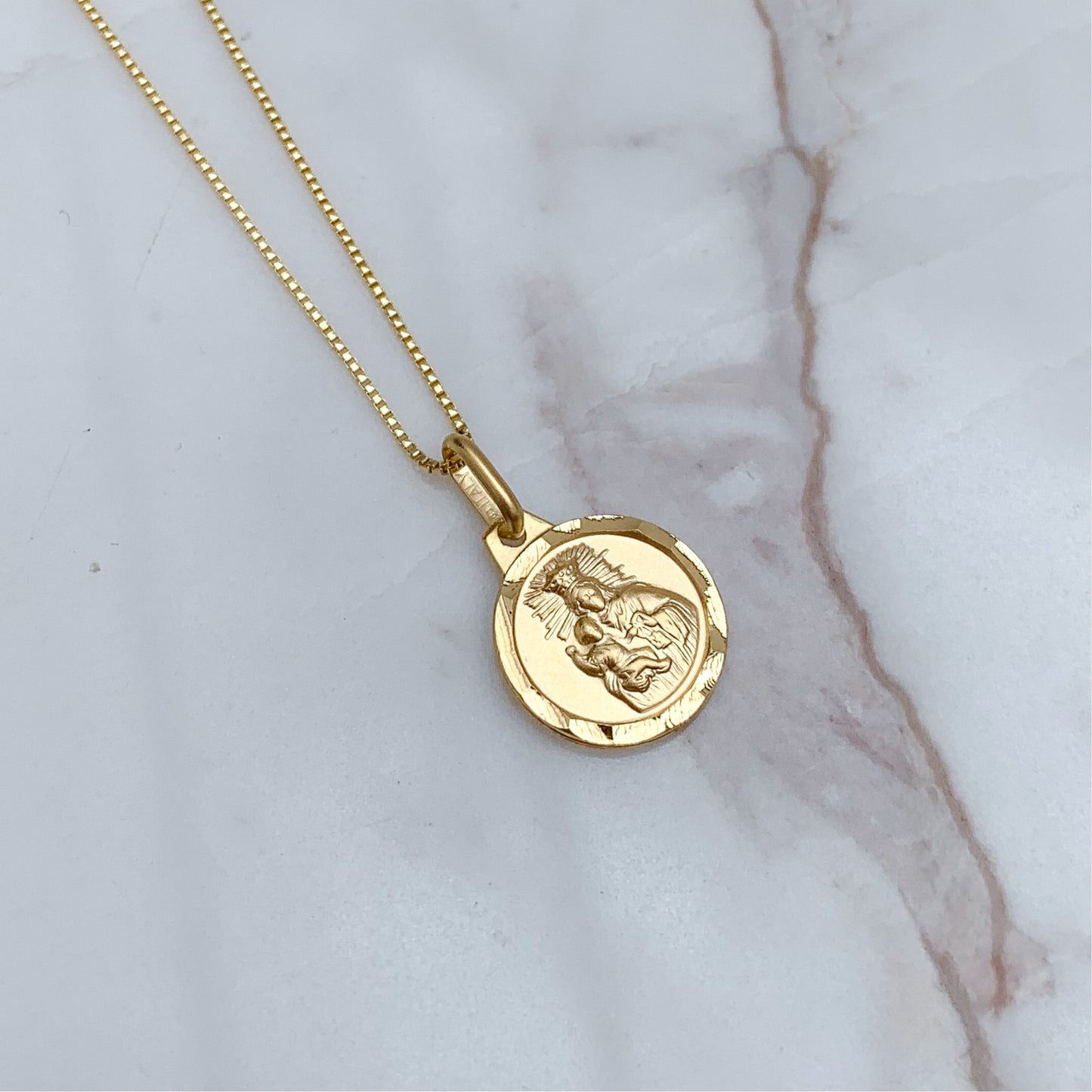 Medalla Escapulario Corazón de Jesús / Virgen del Carmen Oro18k