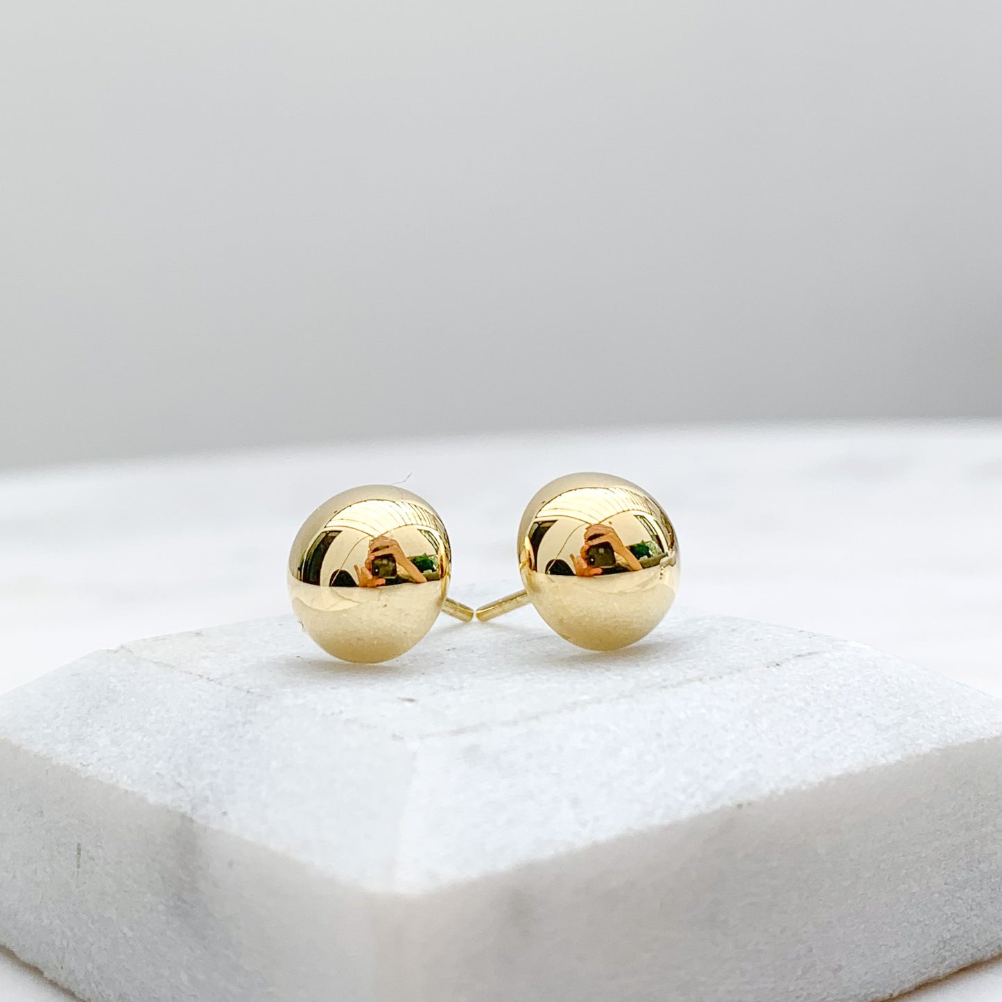 Aretes media bola Oro18k
