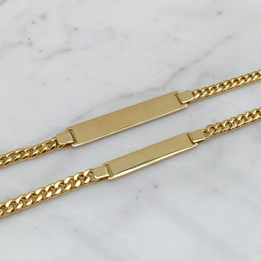 Pulsera barbada con placa para hombre en oro18k