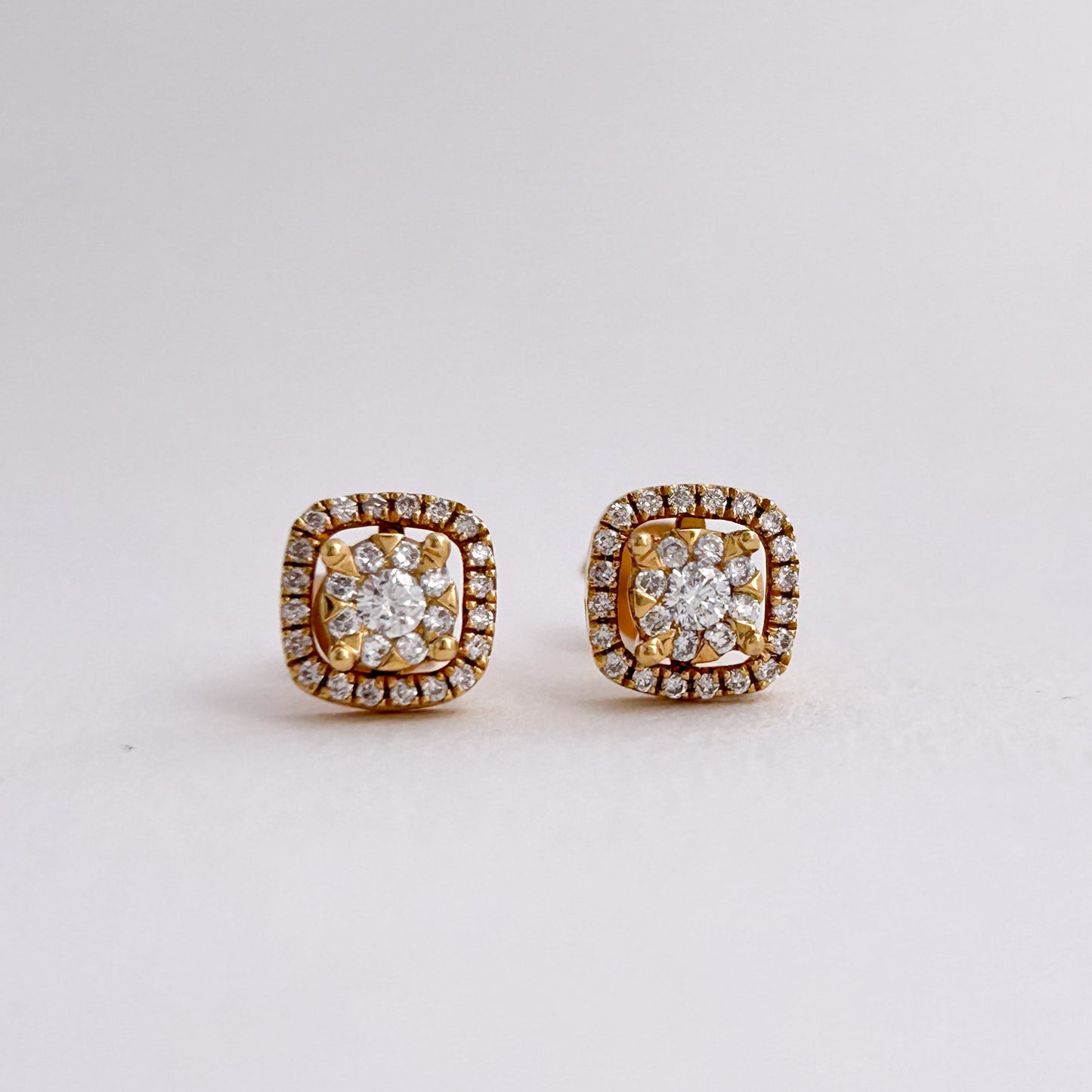 Aretes DoubleGlam con diamantes en Oro18k