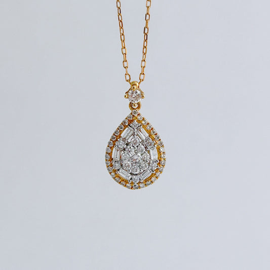 Gargantilla halo gota con diamantes en Oro 18k