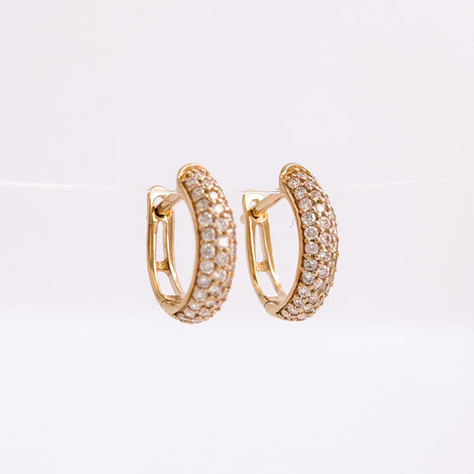 Argollas 3 filas de diamantes en oro 18k