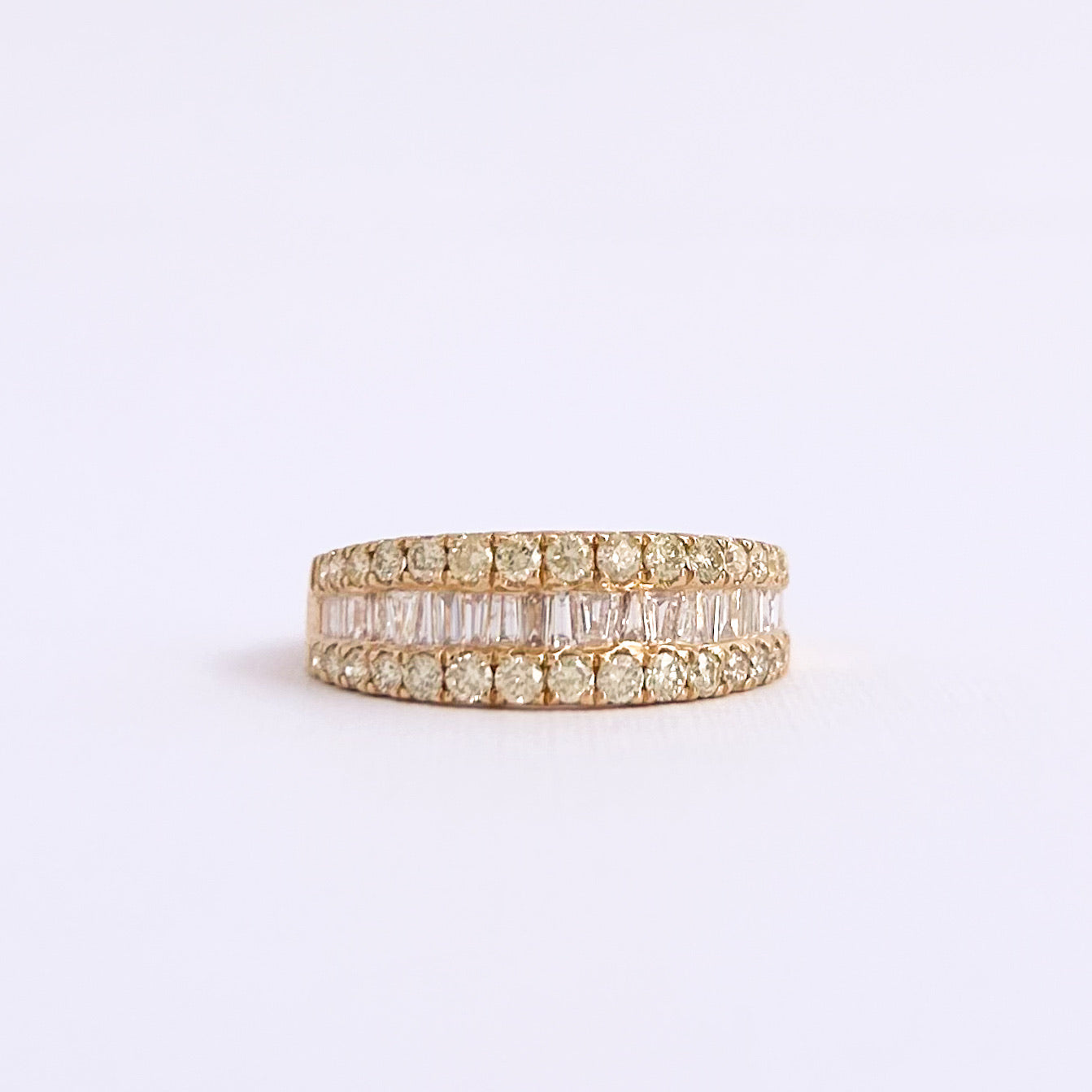 Anillo Opera baguette con diamantes en oro 18k