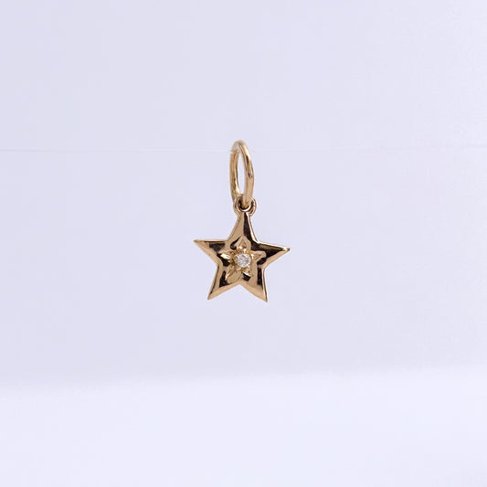 Dije estrella con diamante 0.01 ct en oro 18k