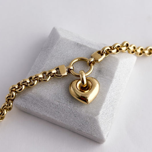 Pulsera rolo corazón oro 18k