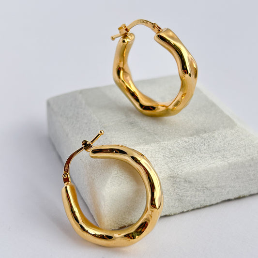 Argollas onda oro 18k