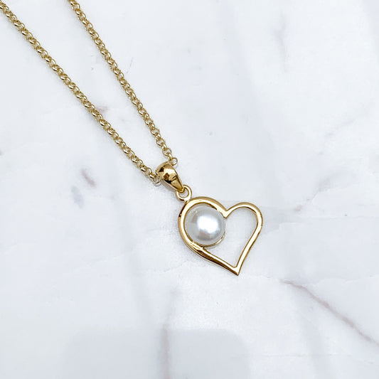 Dije Corazón con perla Oro18k