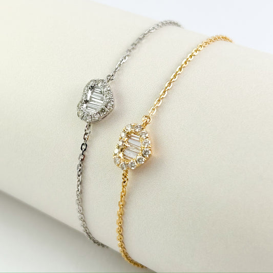 Pulsera corazón con diamantes oro 18k