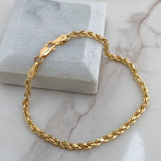 Pulsera cordón 3mm oro 18k