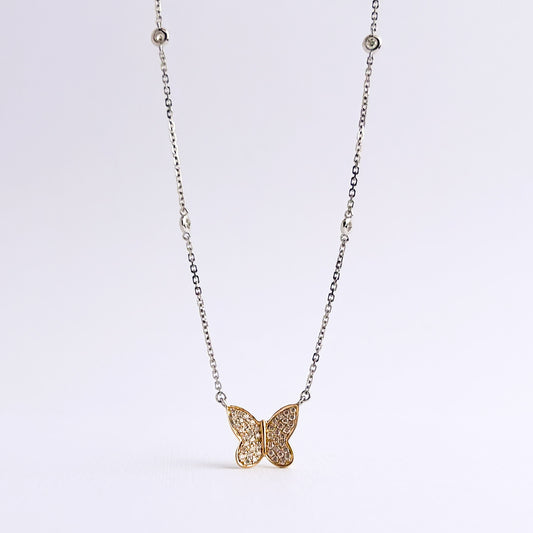 Collar mariposa valkiria con diamantes en oro blanco 18k