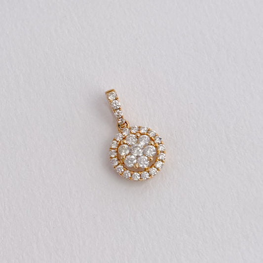 Dije Roseta Halo con diamantes en Oro 18k