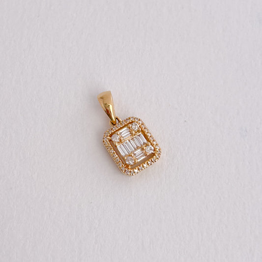 Dije Baguette Halo con diamantes en Oro 18k