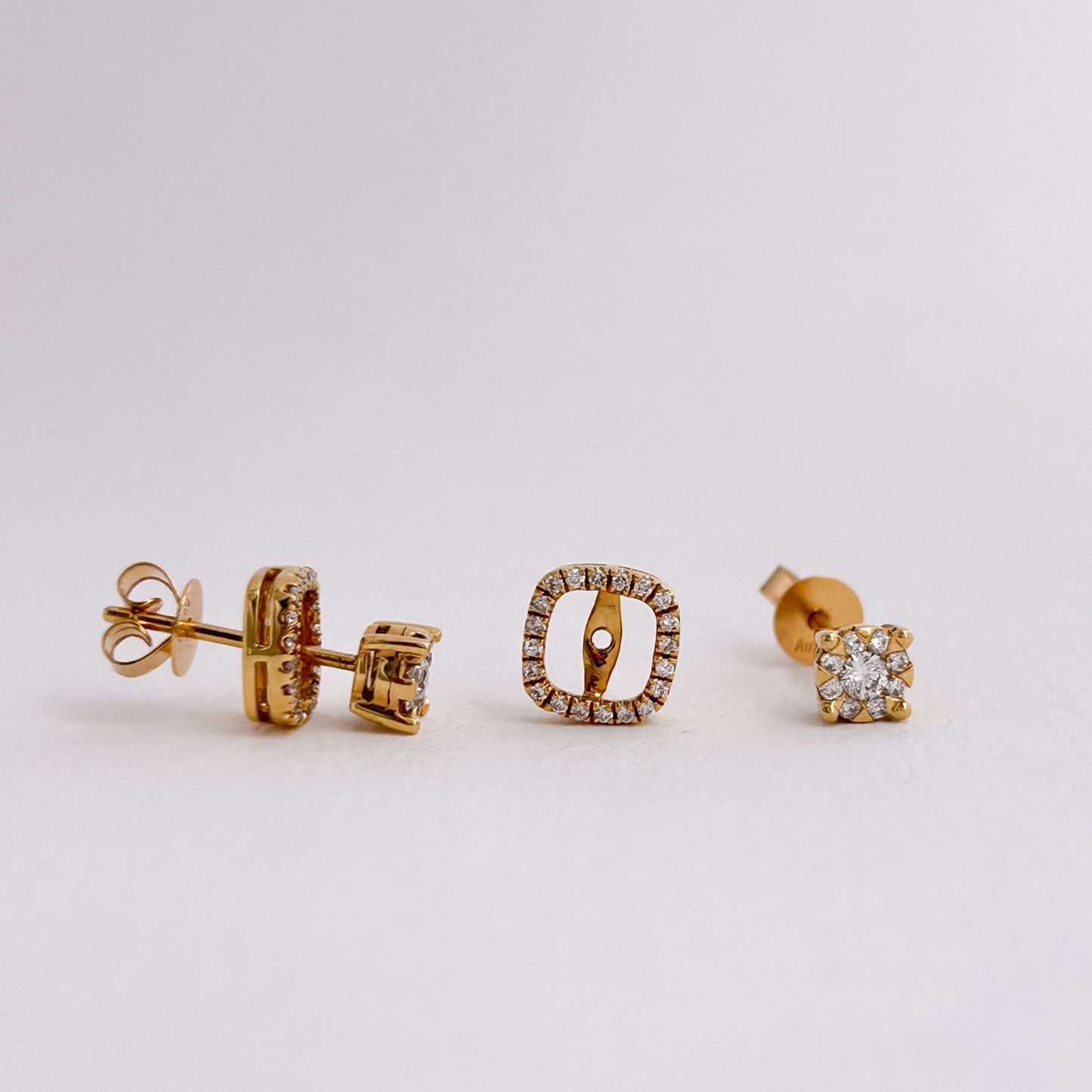 Aretes DoubleGlam con diamantes en Oro18k