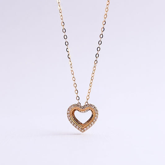 Collar corazón calado star setting con diamantes oro 18k