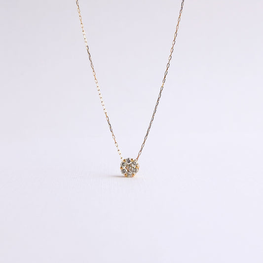 Collar Roseta redonda mini con diamantes en oro 18k