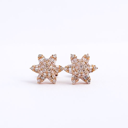 Aretes Roseta Nieve con diamantes en oro 18k