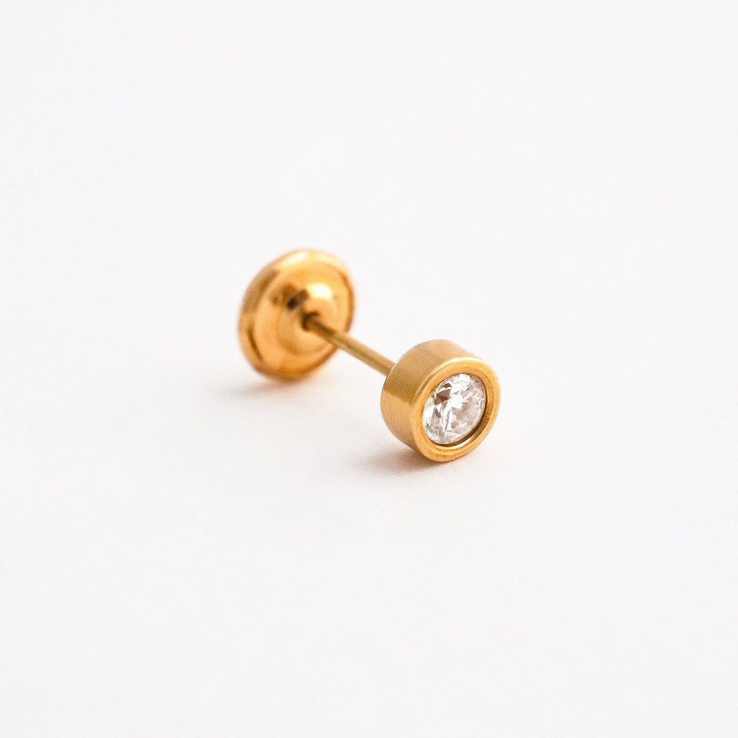 1/2 Par de Arete Bebé Bicelado con Diamantes en Oro 18K