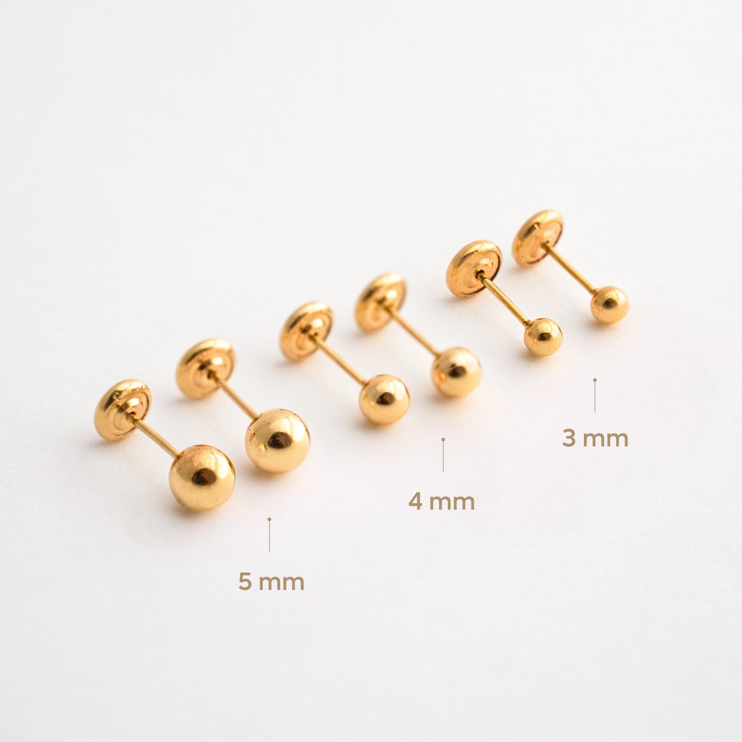 Aretes de Bebé de Bolitas en Oro 18K