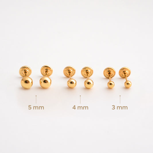 Aretes de Bebé de Bolitas en Oro 18K