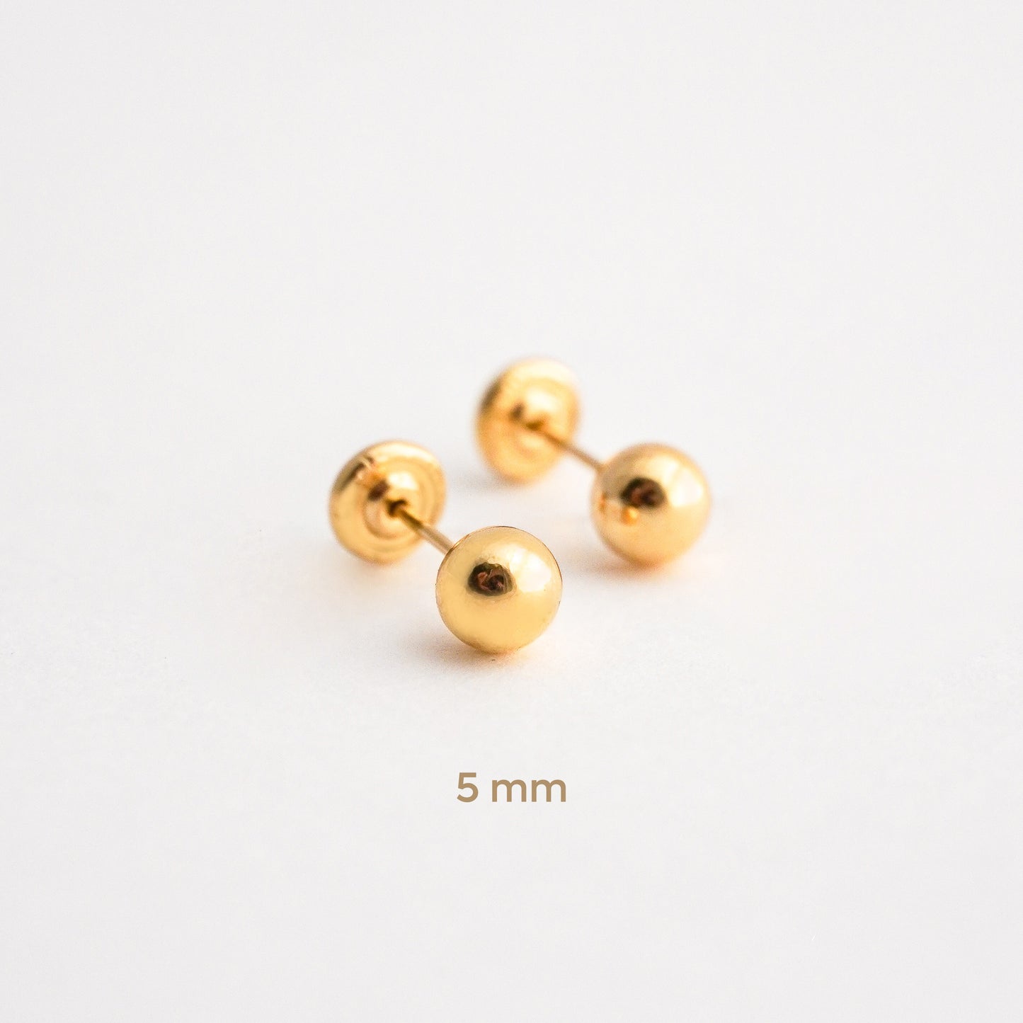 Aretes de Bebé de Bolitas en Oro 18K